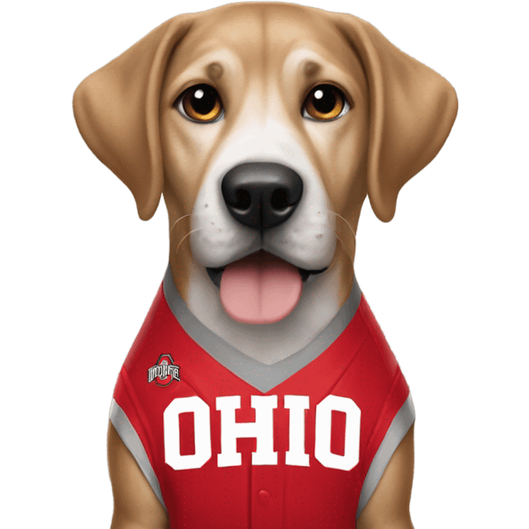 dog wearing ohio state jersey  emoji