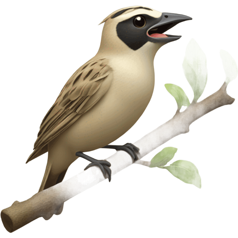 A lark sings while sitting on a branch emoji