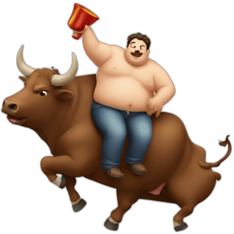 spanish fat man drunked riding a bull emoji