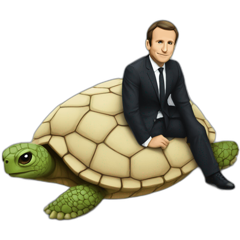 Macron sur une tortue emoji