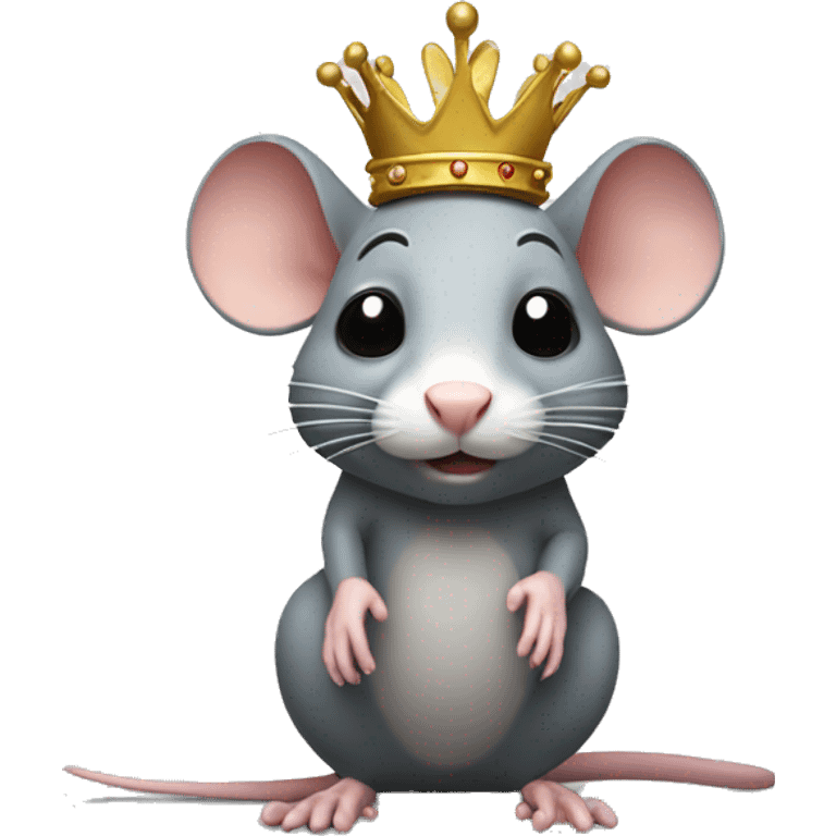 A rat with a crown bending over, showing his tail emoji