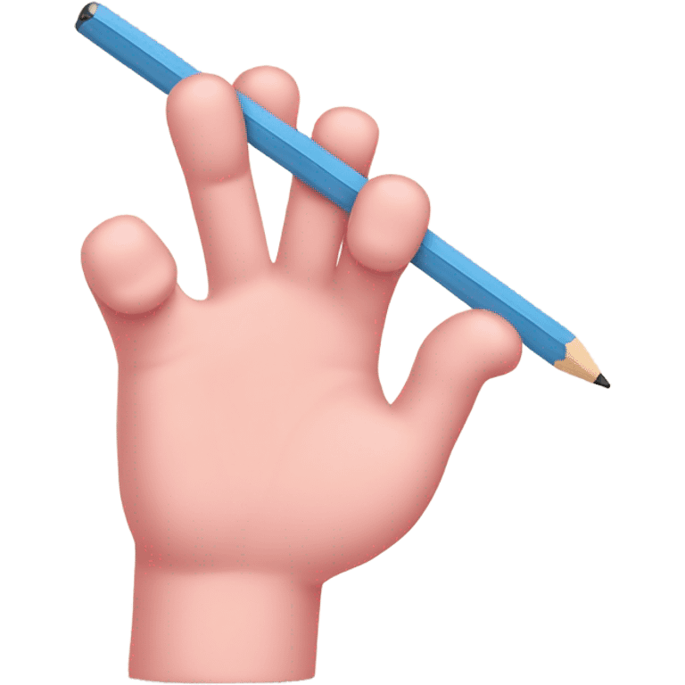 A hand with thumb and little (pinky) finger extended, making a traditional phone-like shape writing with pencil  emoji