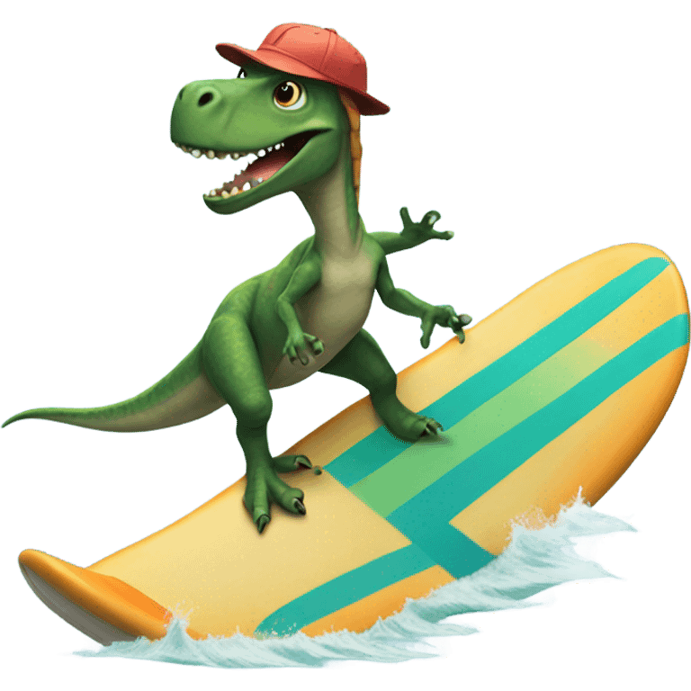 Dinosaur riding a surfboard  emoji