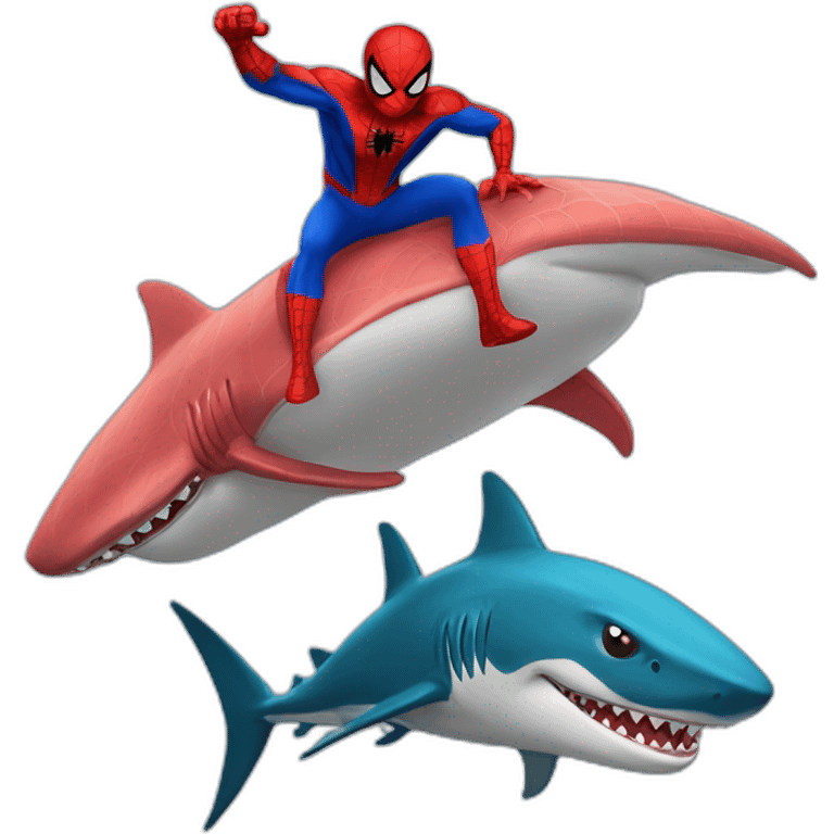 Spider man riding a shark emoji