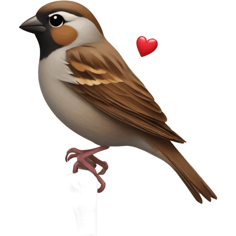 Sparrow holding a heart emoji