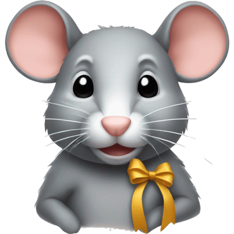 A rat with a bow emoji