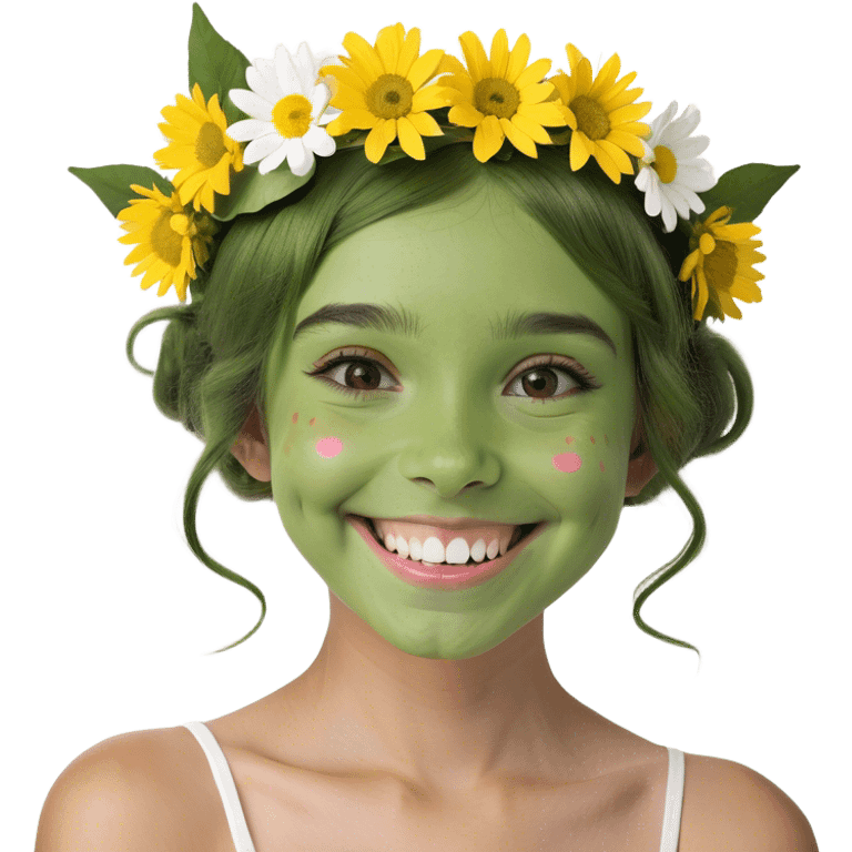 smiling girl with flower crown emoji