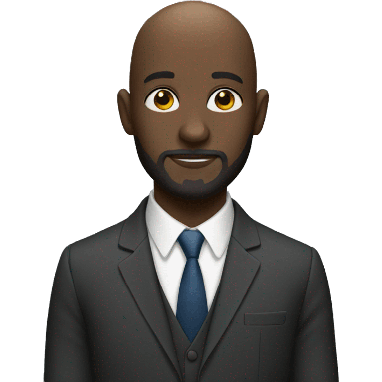 bald dark skin man thin beards in suit emoji