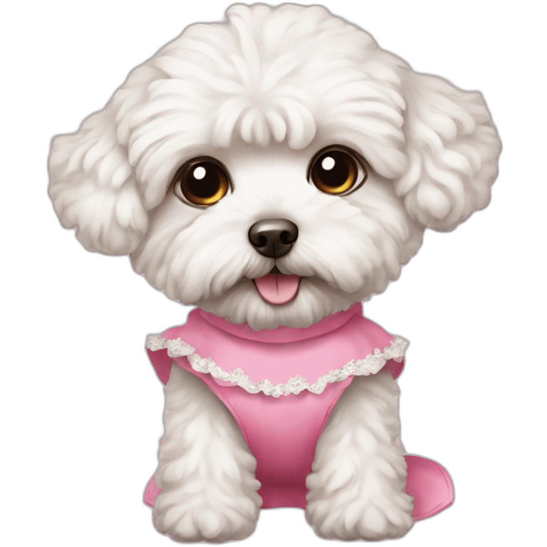 white maltipoo in pink dress emoji