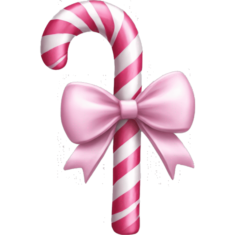 Pink candy cane silver bow emoji