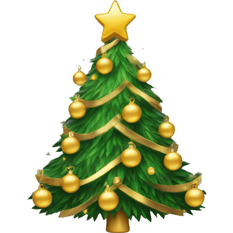 Christmas tree with golden decorations  emoji