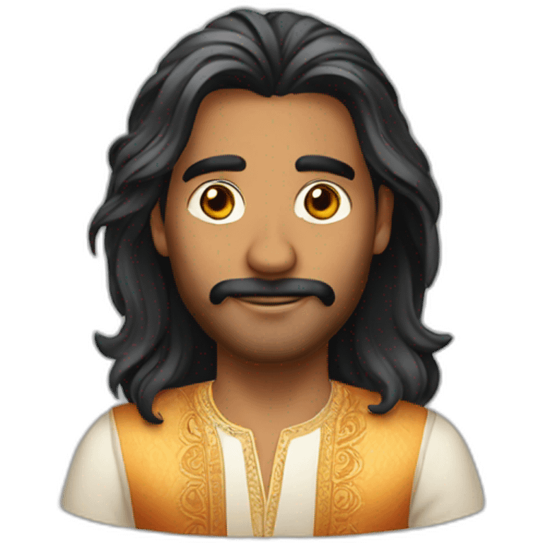 indian guy long hair cocktail emoji