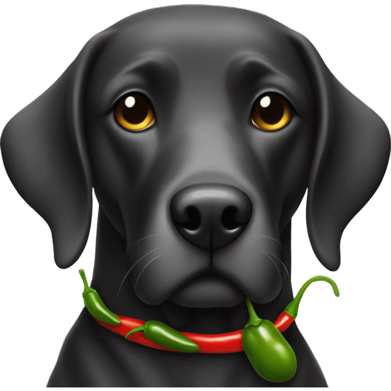 Black lab dressed as jalapeño  emoji