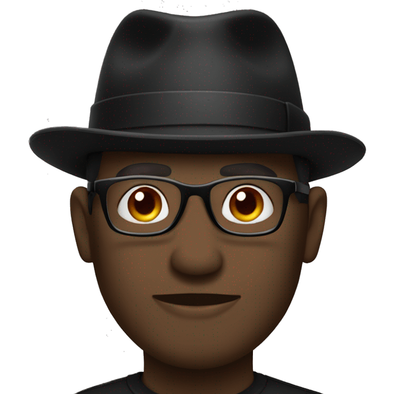 black hat on man with black glasses emoji