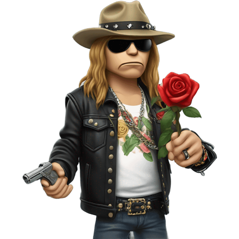 Axl Rose with a rose and a gun realistic emoji