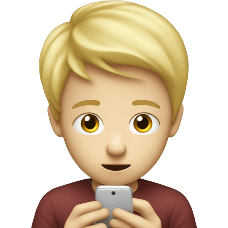 a little blond boy playing on his phone emoji