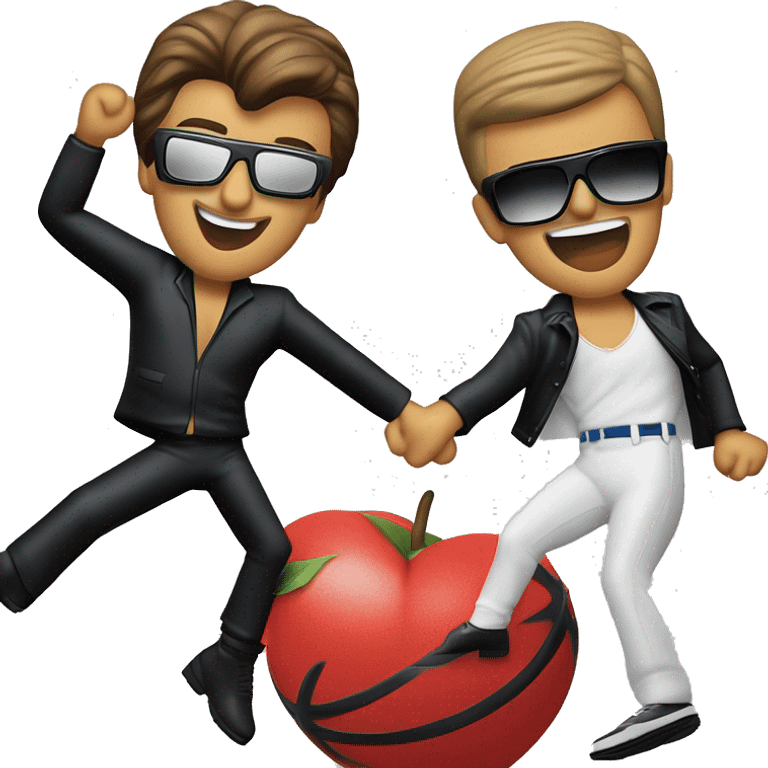 george michael and andrew ridgeley spinning around in wembley stadium in that one Wham! video emoji