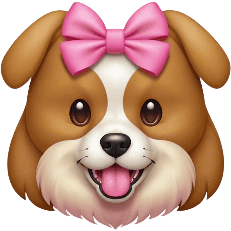 Perro con un moño rosa sacando la lengua  emoji