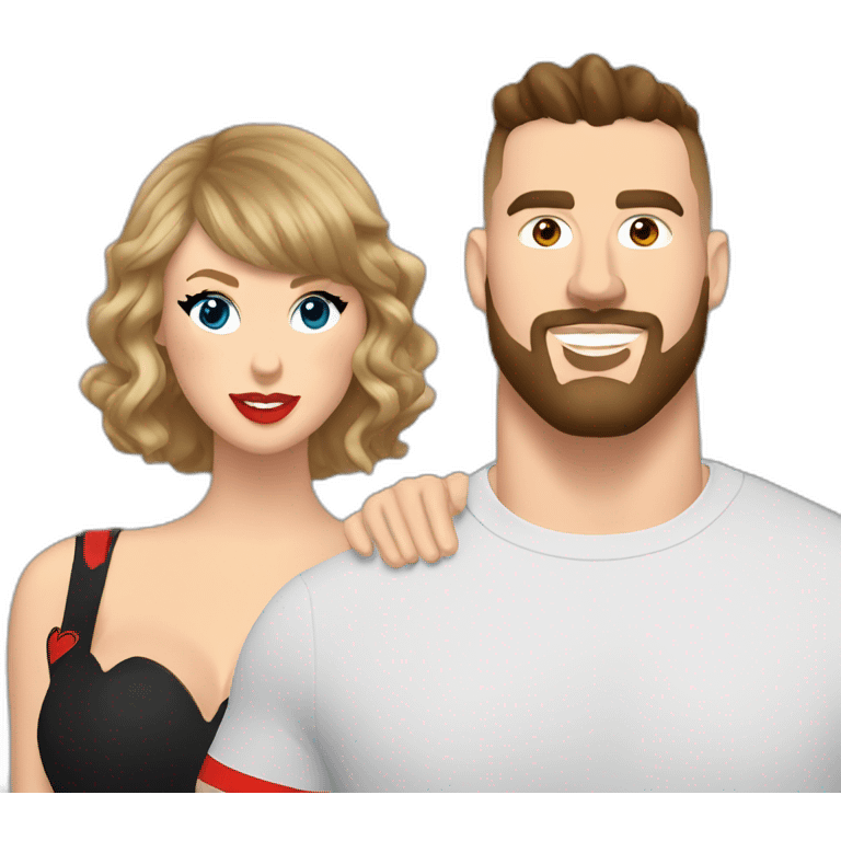 travis kelce and taylor swift with hearts emoji