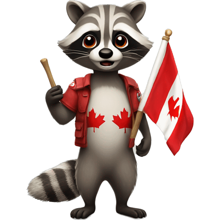 raccoon holding canada flag emoji