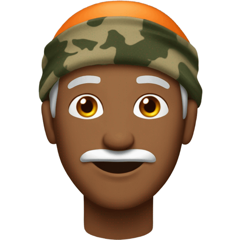 Older man with orange shirt and camouflage doorag emoji