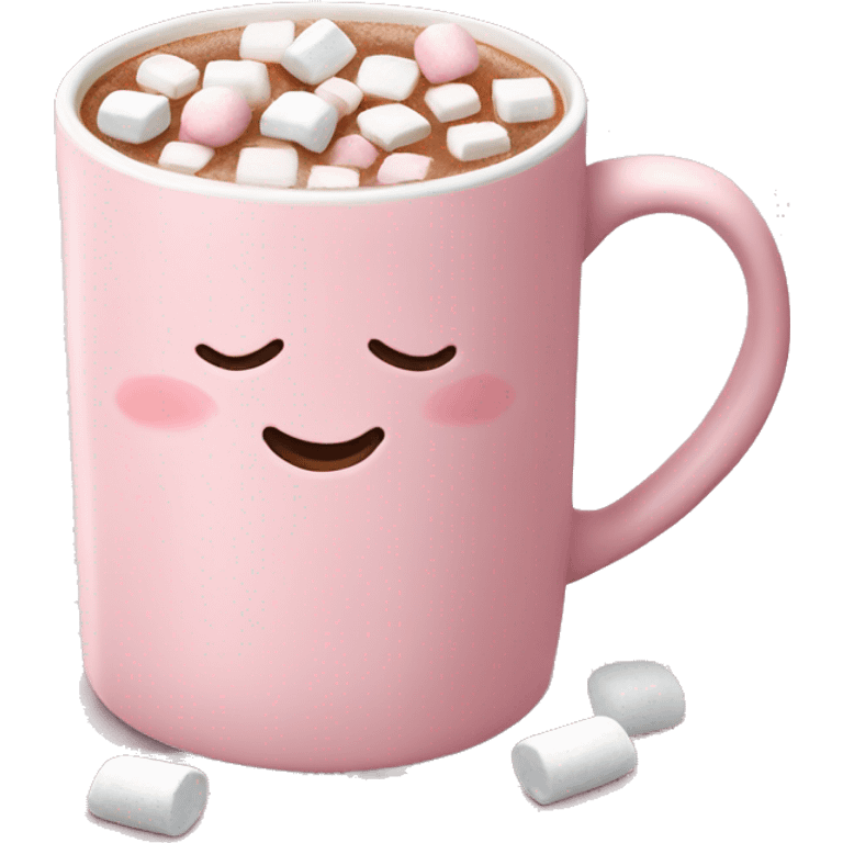 Light Pink mug of hot chocolate with marshmallows  emoji