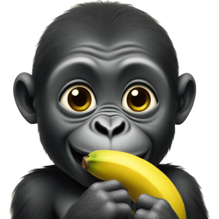 Baby gorilla eating banana emoji