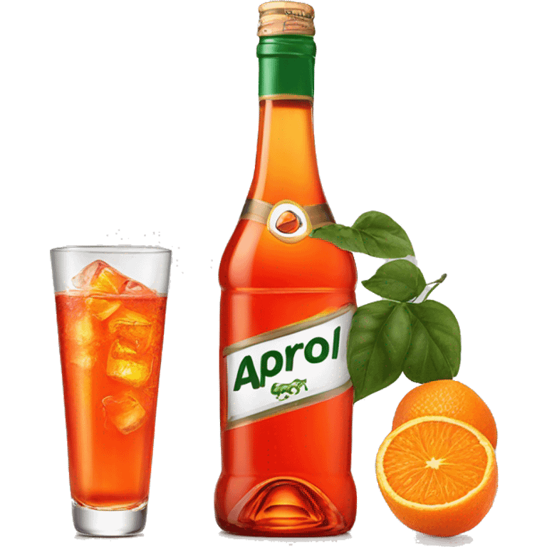 A glass of aperol spritz and a bottle of aperol right next to it emoji