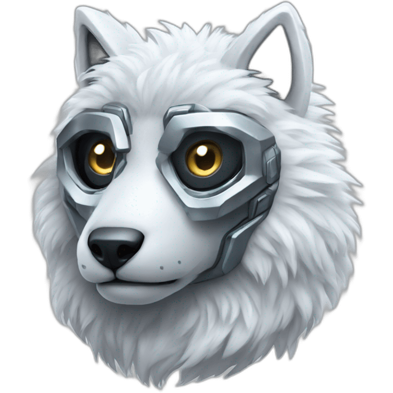 Cyber futuristic silver furry robot  emoji