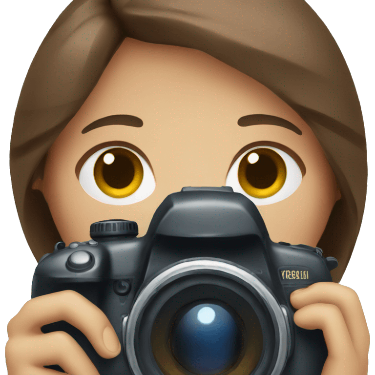 brown hair blue eyes girl with camera emoji