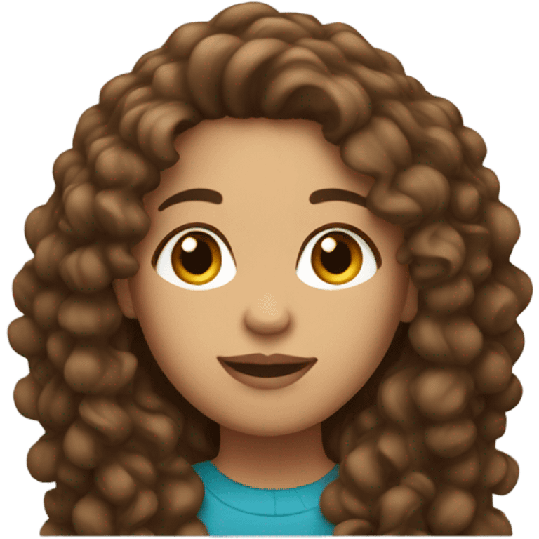 Light skin Latina with curly long brown hair emoji