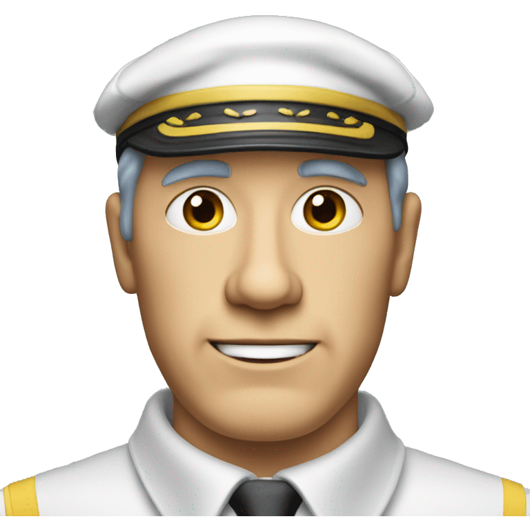 A middle-aged white man with short cap colored yellow, blue, red black hair wearing a black sailor outfit with a red tie , emoji