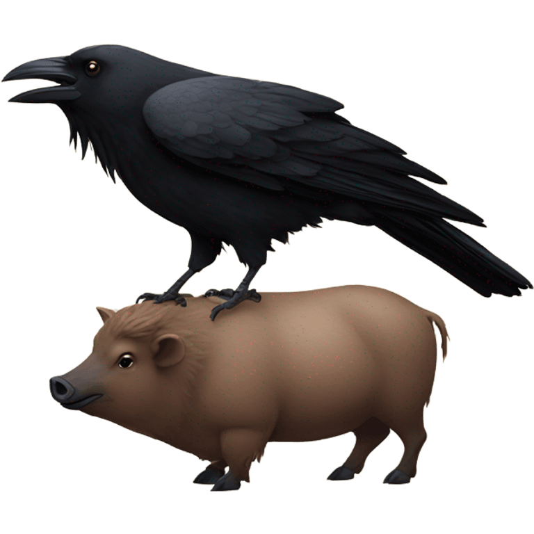 Crow and a boar  emoji