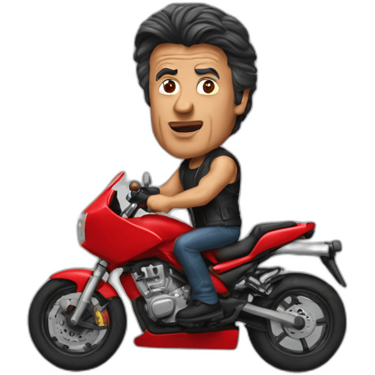 Stallone in a red motorbike emoji