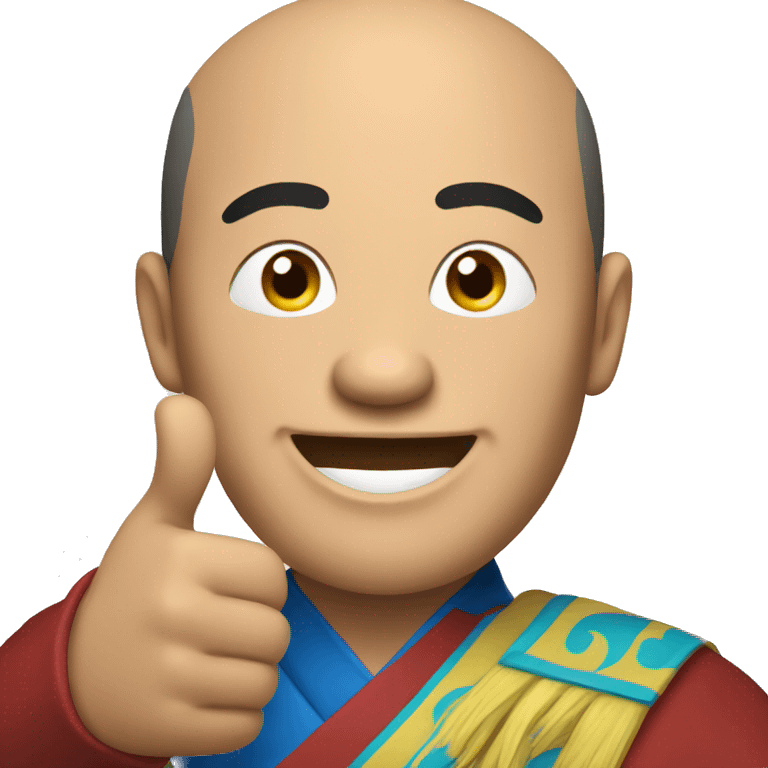 Smiling Mongolian man showing thumbs up  emoji