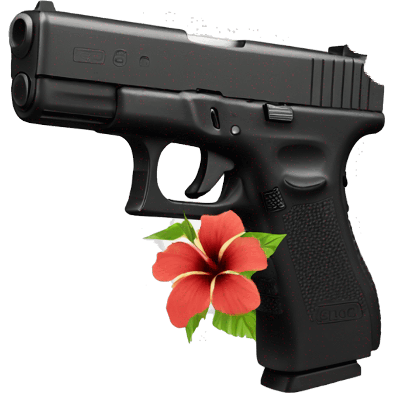 glock with hibiscus flower emoji