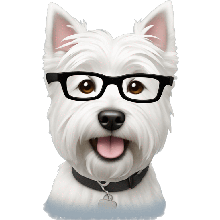 west highland white terrier with black glasses emoji