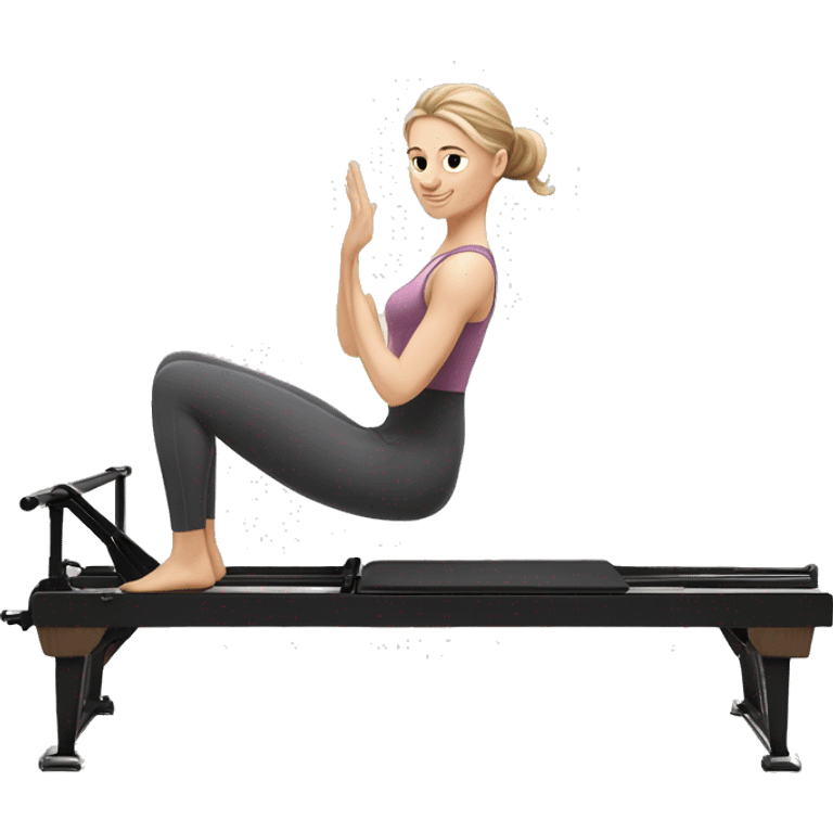 white girl on reformer Pilates emoji