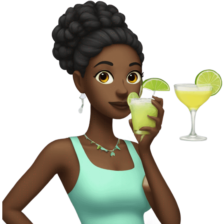 Black girl drinking margarita  emoji