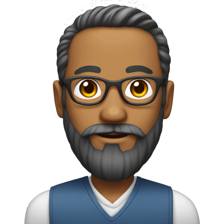 A teachA teacher with a beard behind the desk in the classroomer with a beard emoji