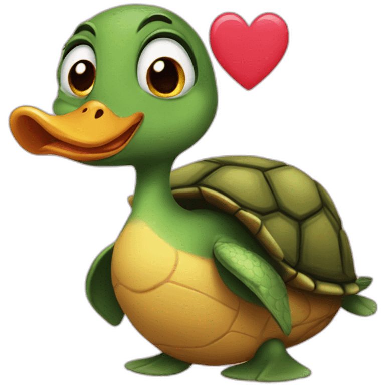 Turtle duck with heart eyes emoji