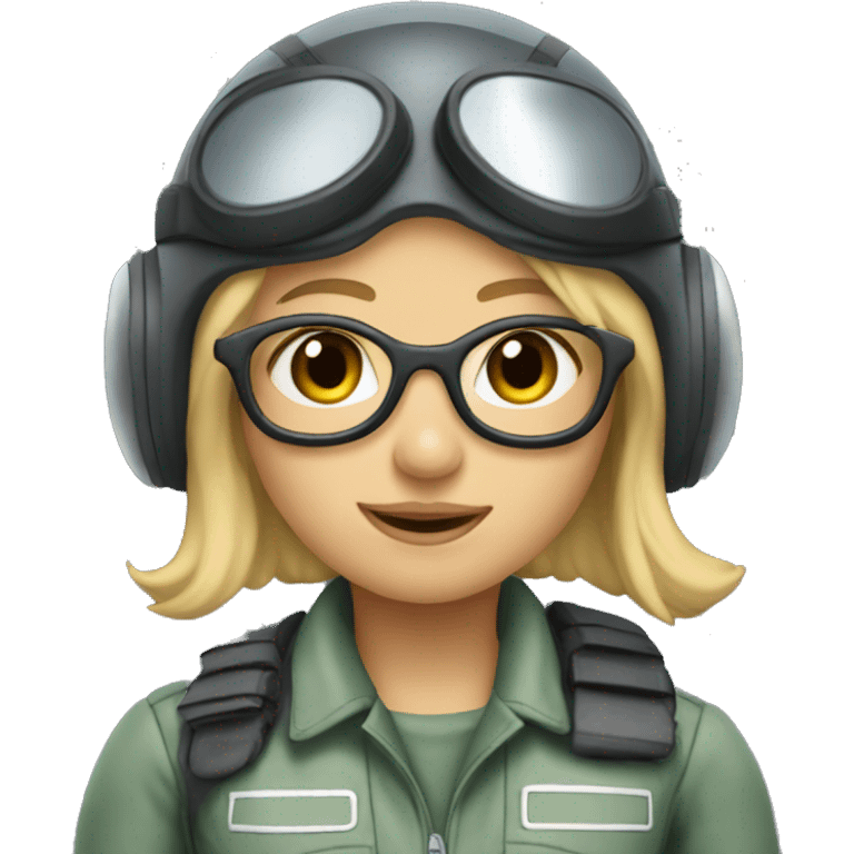 girl with blonde hair wearing a pilot helmet and gogles emoji