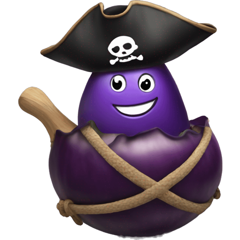 Pirate on an eggplant emoji