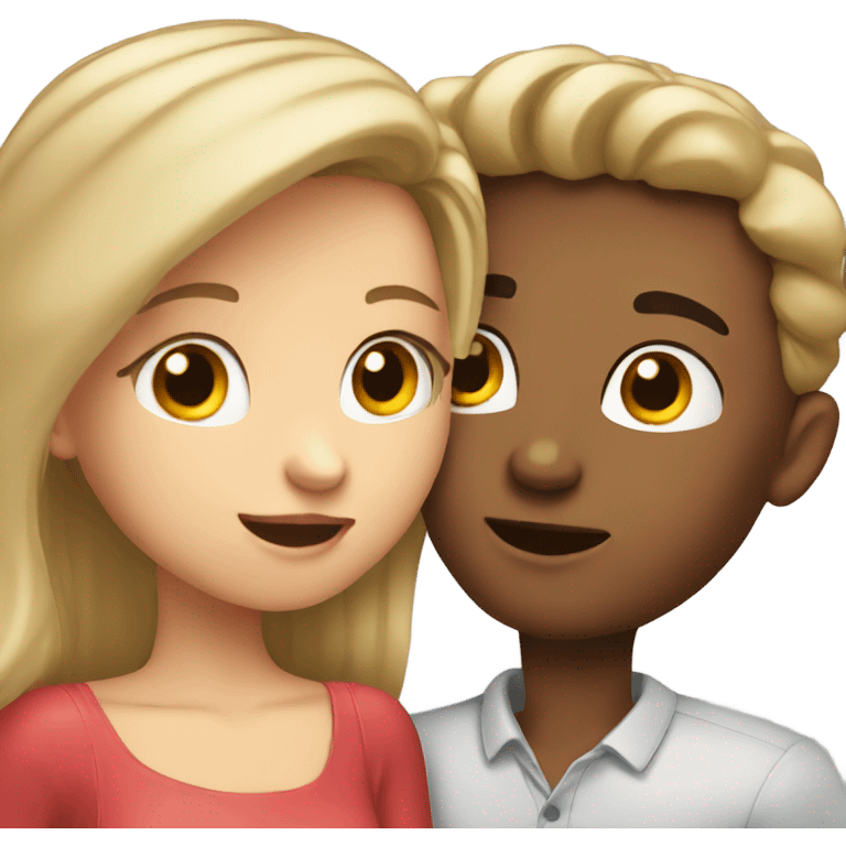 brunette girl kissing blonde boy emoji