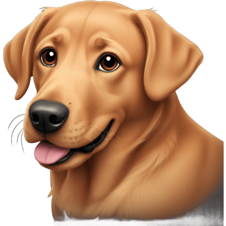 Red lab playing with black dog emoji