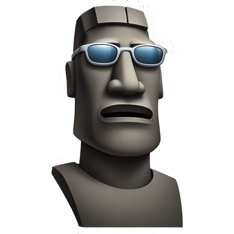 Moai statue facing slightly to the right, keeping its original face, showing up to the chest and wearing sunglasses emoji