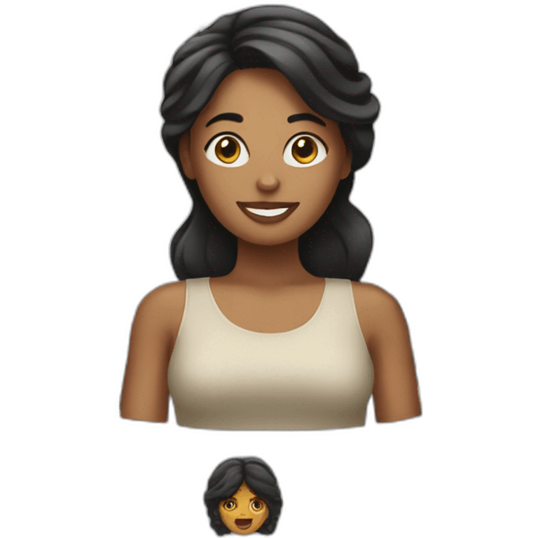 mujer de cabello negro y portatil emoji