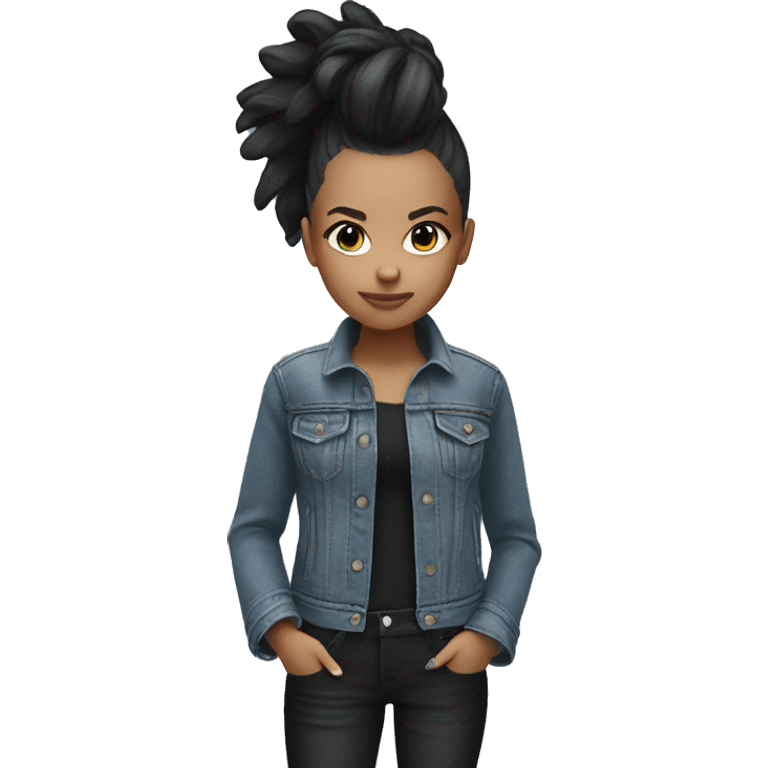 monochrome girl with black Mohawk in Denim jacket  emoji