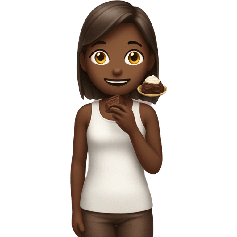 Girl eating chocolate emoji