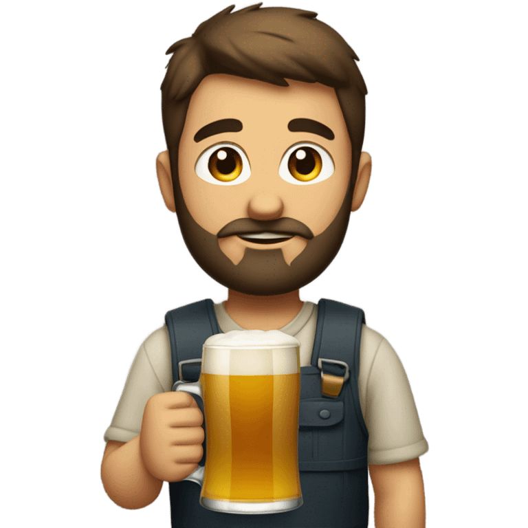 bearded boy gazing forward with beer emoji